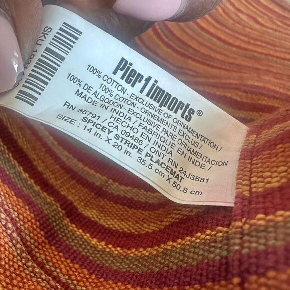 Pier 1 Striped & Beaded Cloth Placemat Set of 8 - Picture 5 of 5